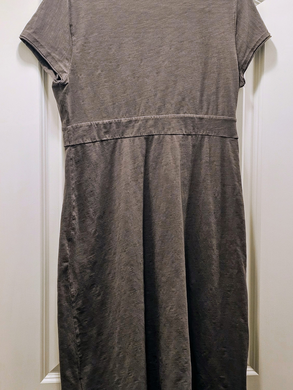 Boden Faux Wrap Jersey Dress US 10R UK 14R Brown Mole Taupe Cotton Capsule - Picture 5 of 8